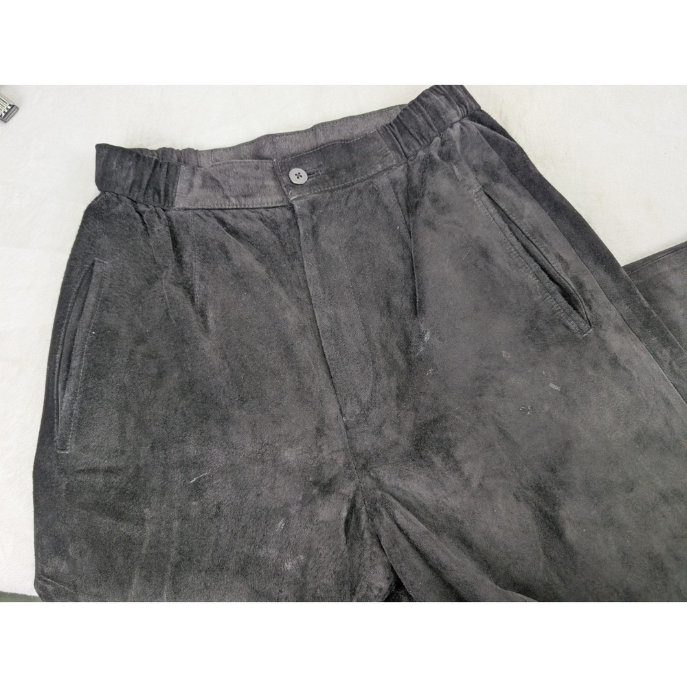 Vintage Pia Rucci Suede Leather Pants 6 Black 80s High Waisted Model Off Duty - Picture 7 of 8